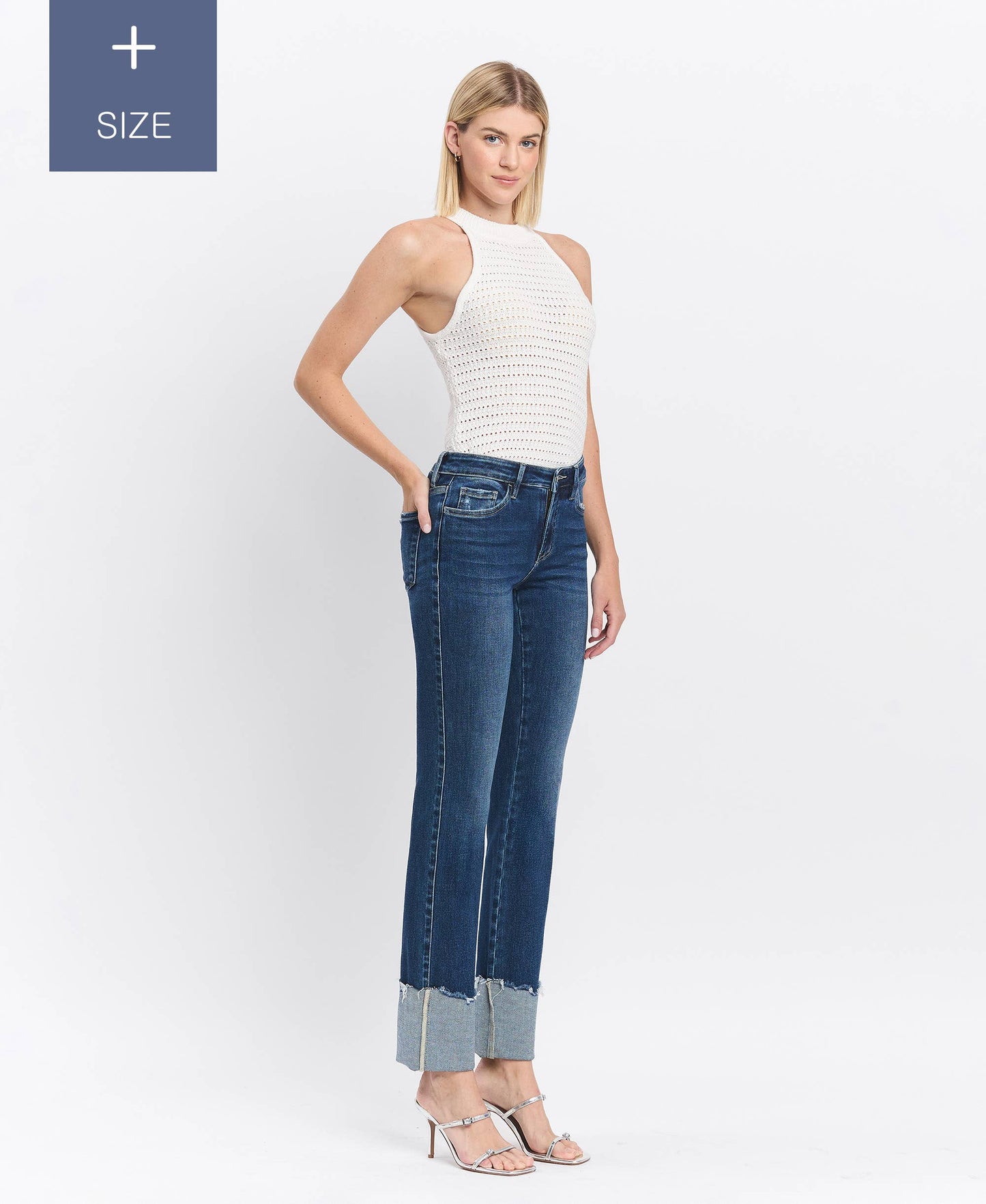PLUS TUMMY CONTROL MID RISE CUFFED SLIM STRAIGHT LV1513-P