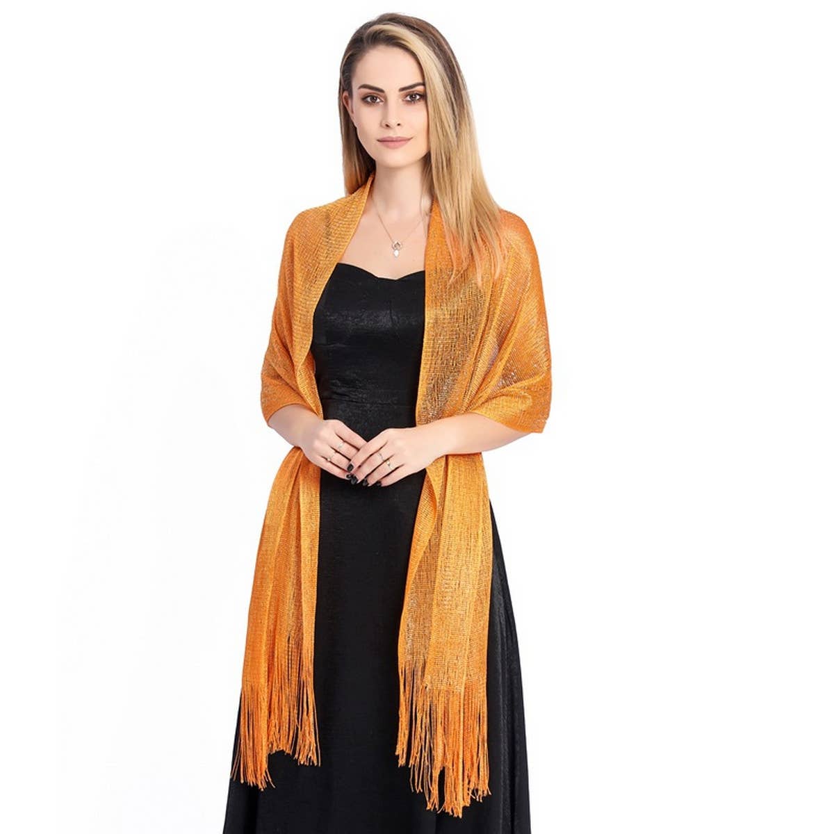 FASHIONABLE GOLD AND SILVER SILK SHAWL_CWASC1091