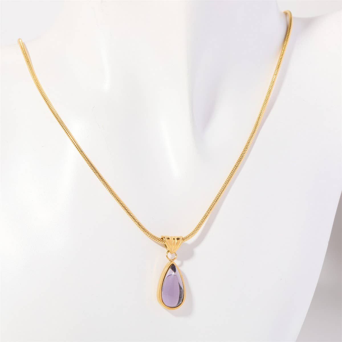 Fashionable water drop blue ocean necklace_CWMM5582