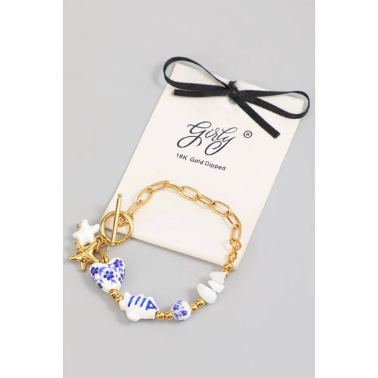 18K GOLD DIPPED PORCELAIN CHARM BRACELET