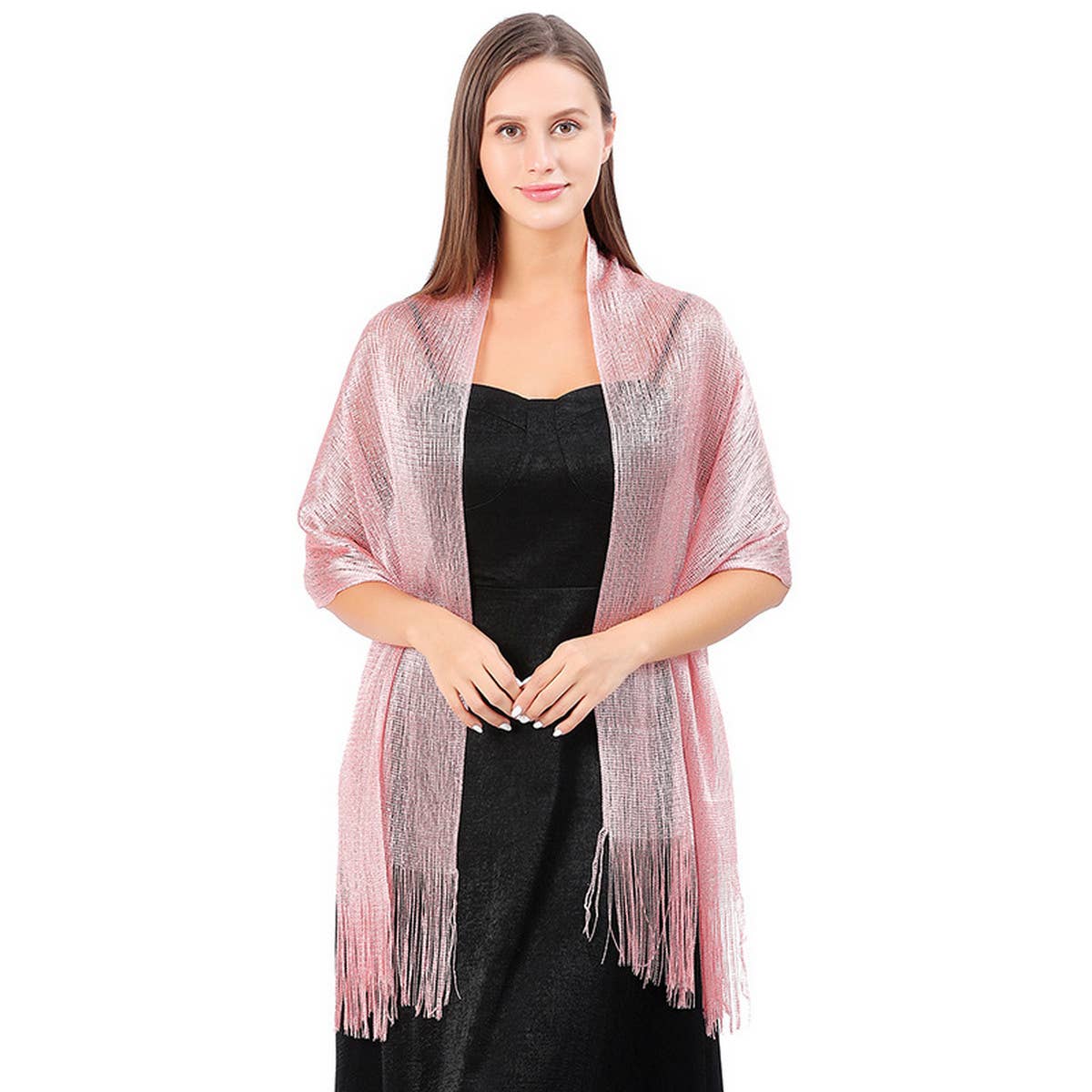 FASHIONABLE GOLD AND SILVER SILK SHAWL_CWASC1091
