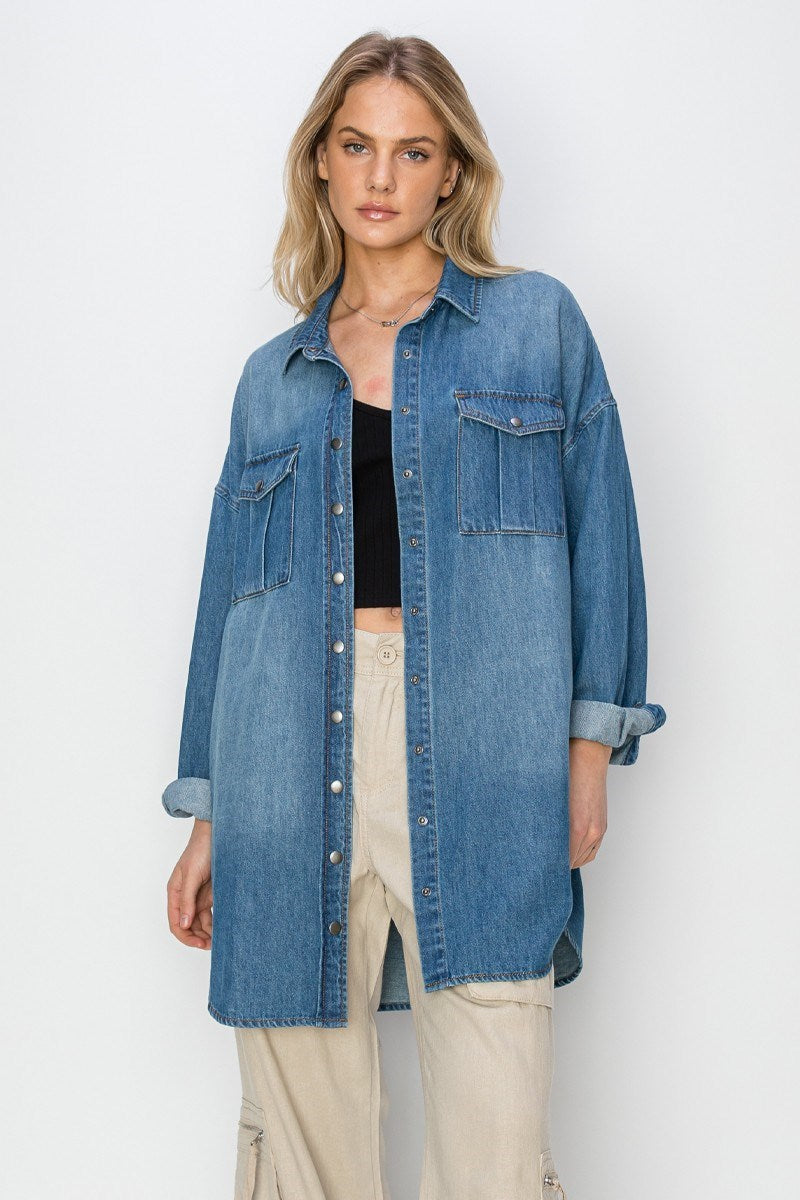 Risen Denim Shirt Dress