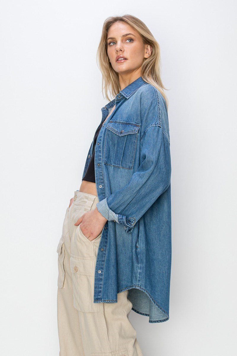Risen Denim Shirt Dress