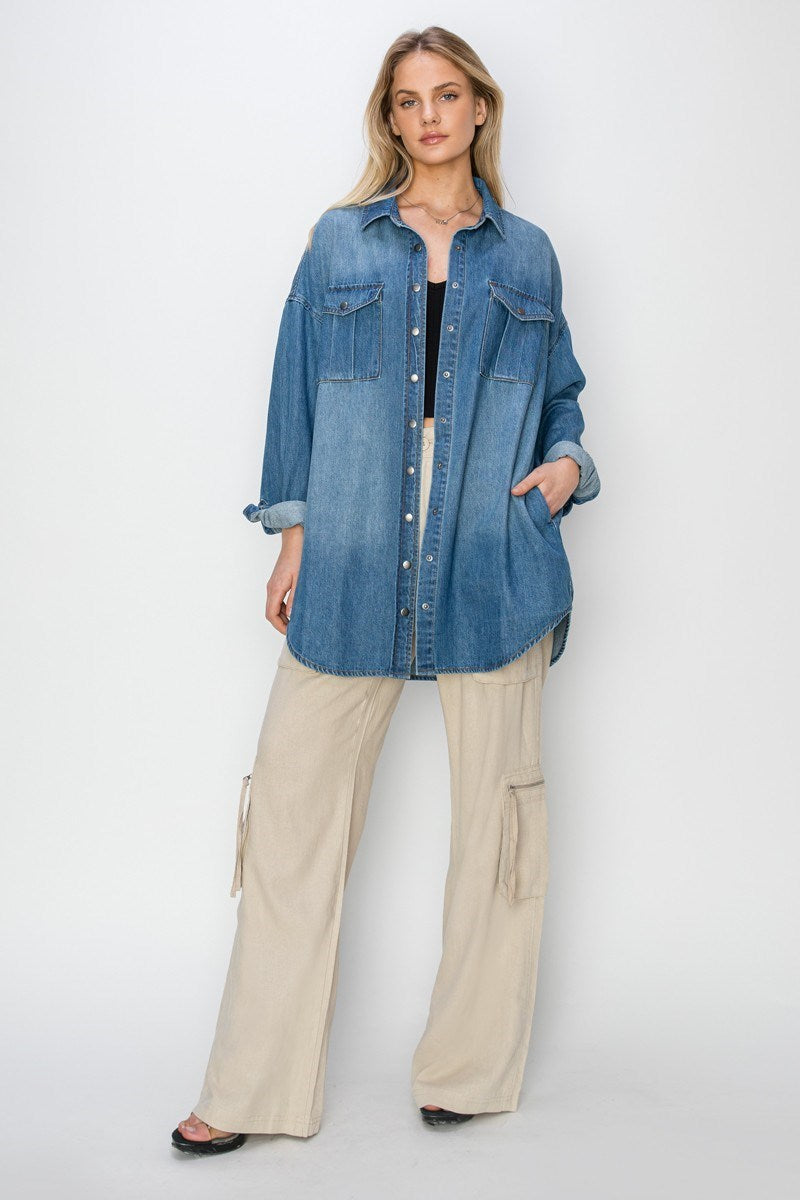 Risen Denim Shirt Dress