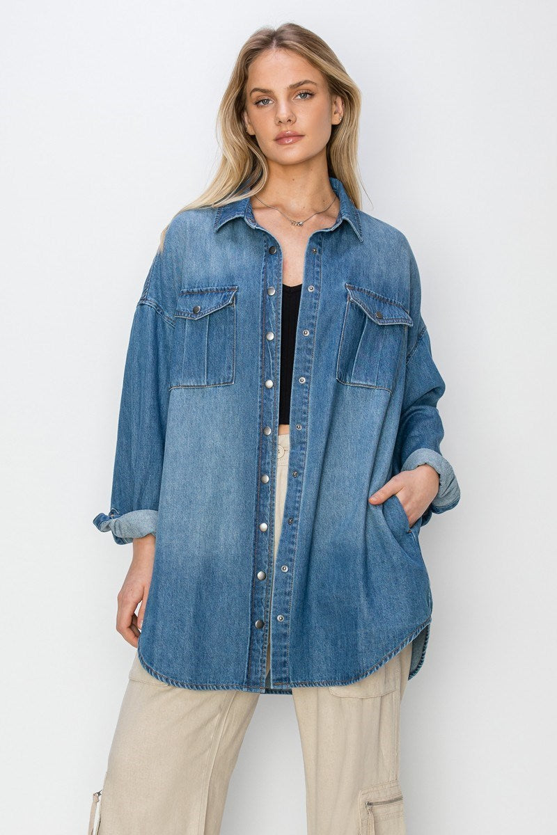 Risen Denim Shirt Dress