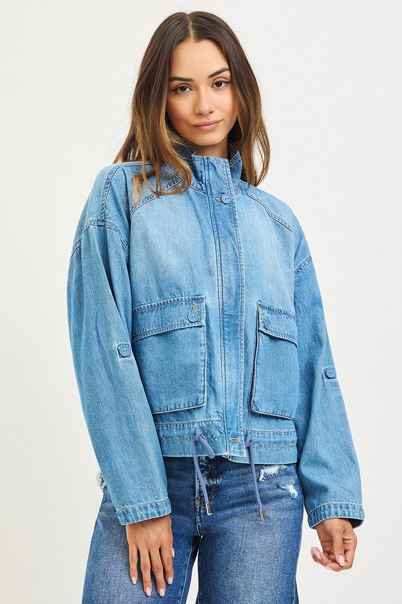 Risen Oversized Jacket w/ Cargo Pocket & Waist String