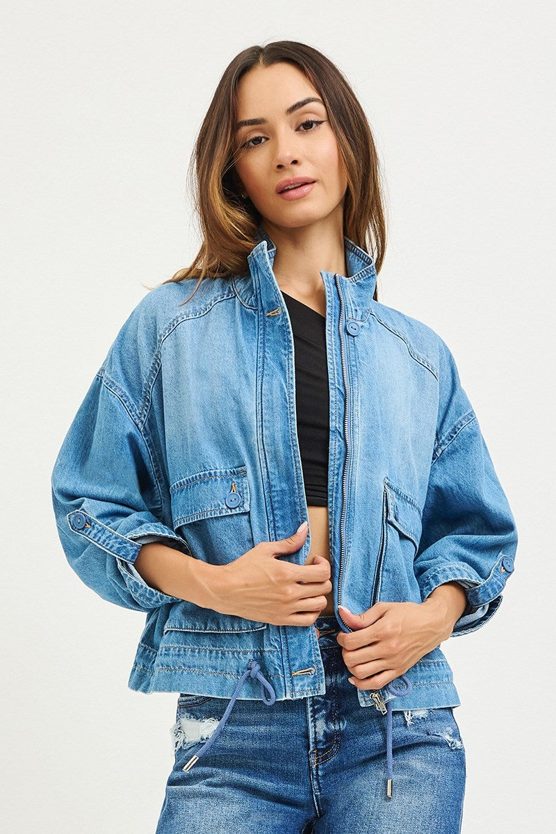 Risen Oversized Jacket w/ Cargo Pocket & Waist String