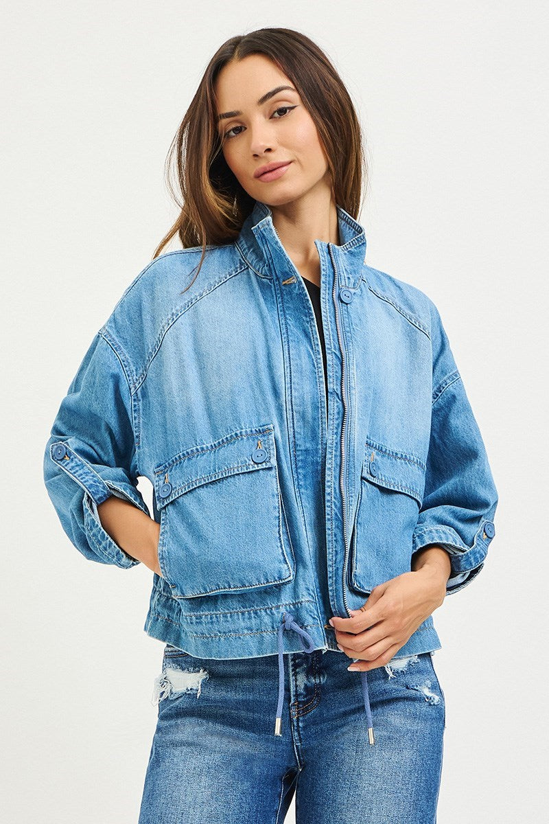 Risen Oversized Jacket w/ Cargo Pocket & Waist String