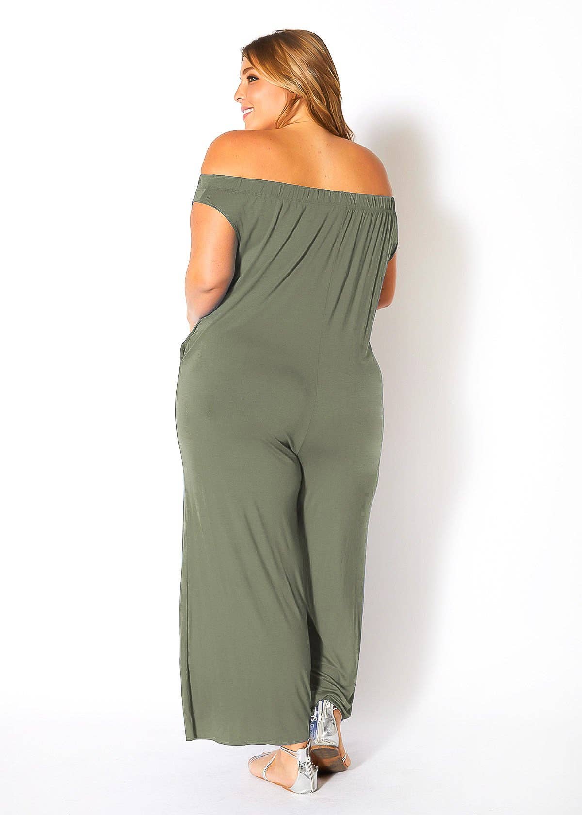 Bellatrix Plus Size Off Shoulder Wide Leg Jumpsuit