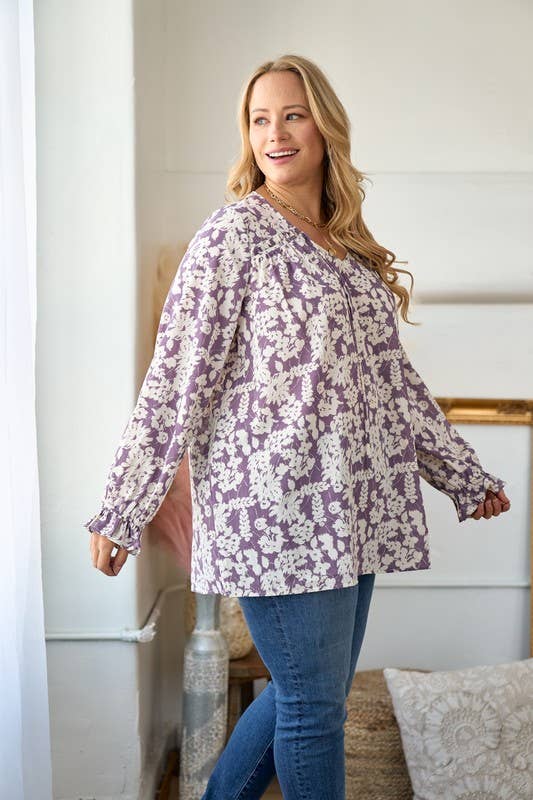 Floral Tie Neck Blouse -PIT8282