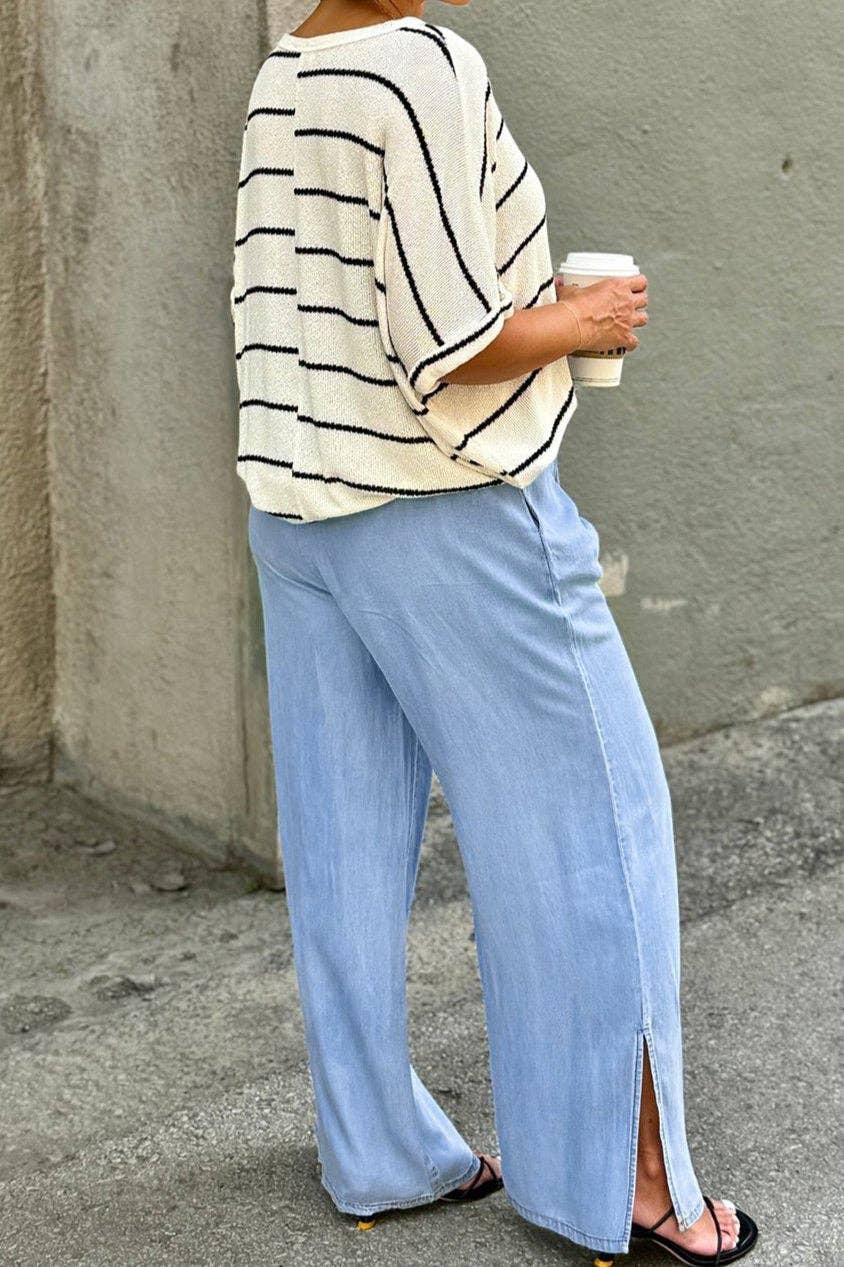 Plus Size Denim Chambray High Waist Jeans