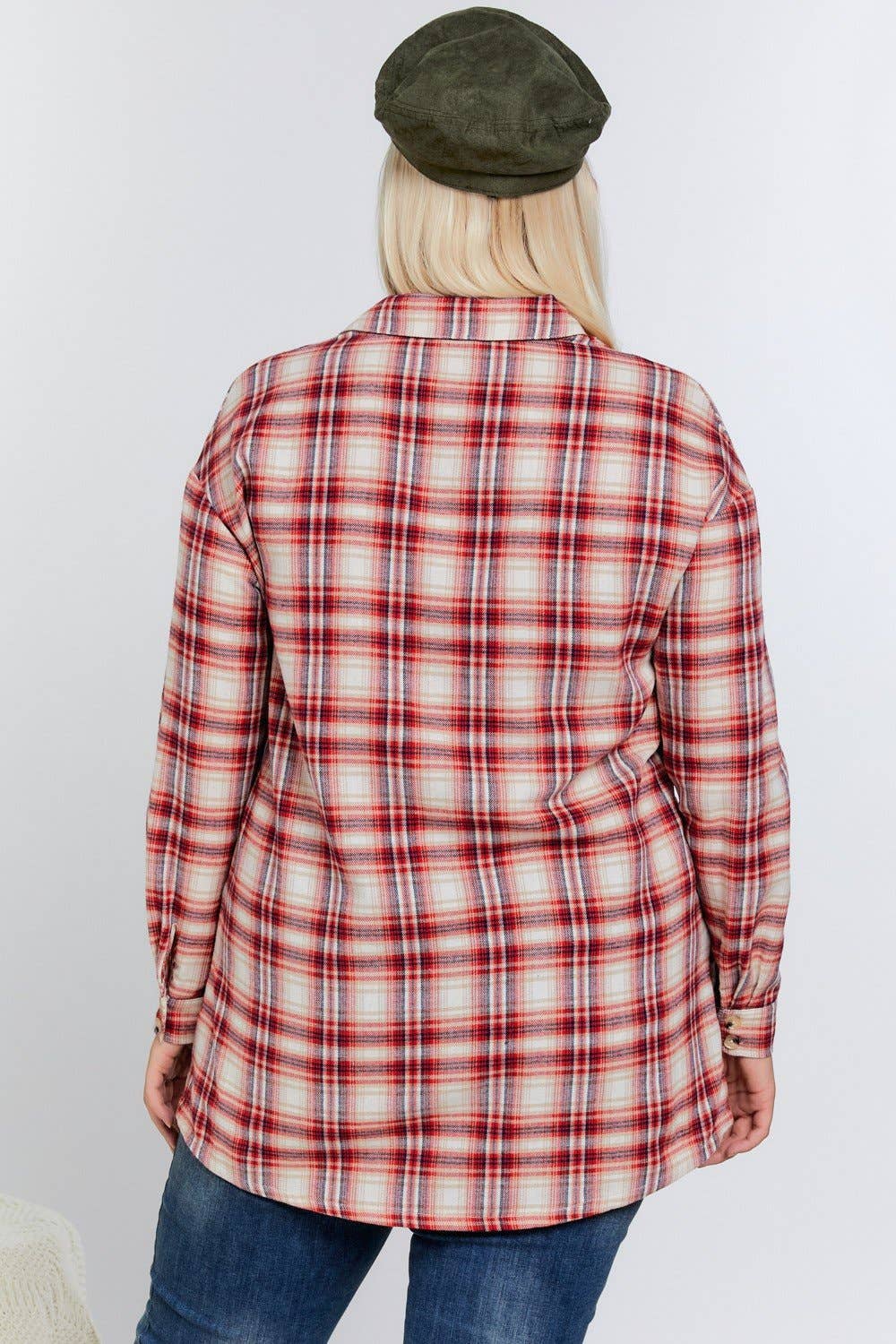 PLUS PLAID LONG SLEEVE BUTTON DOWN SHIRT