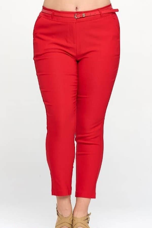 PLUS SIZE BELTED MILLENIUM TROUSERS