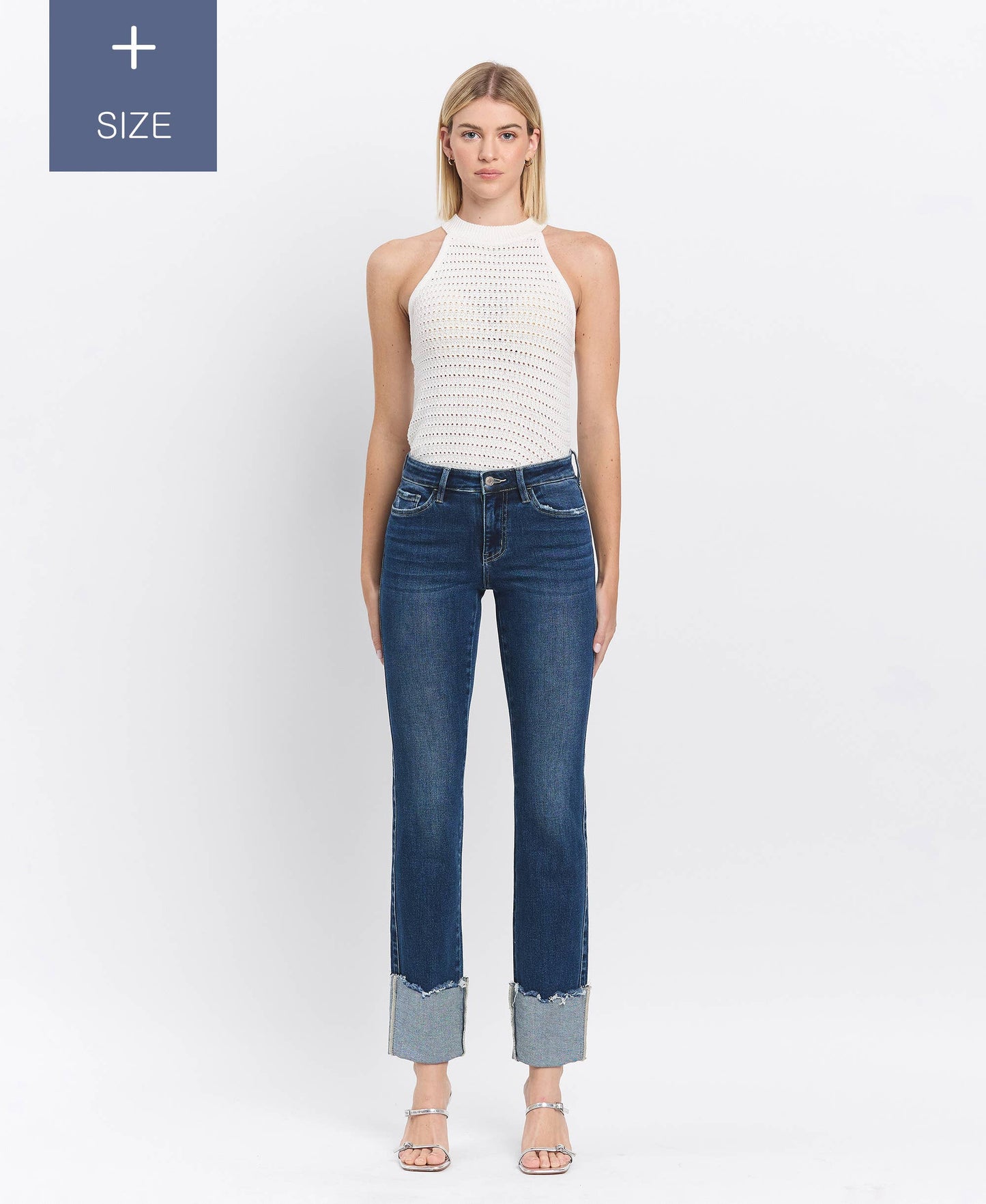 PLUS TUMMY CONTROL MID RISE CUFFED SLIM STRAIGHT LV1513-P