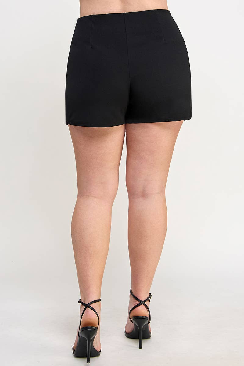 Plus Size Wrap Skort With Buttons - JK18590-SK