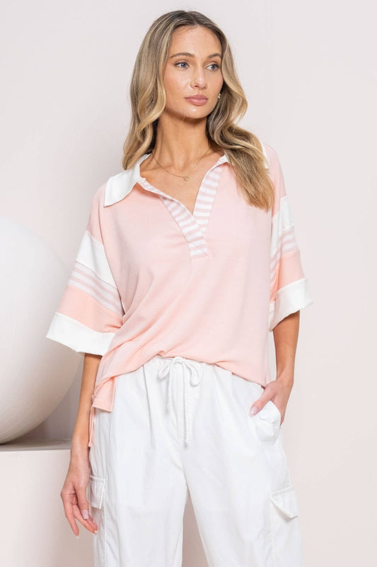 Plus sporty and casual polo shirt with contrast-PST11203