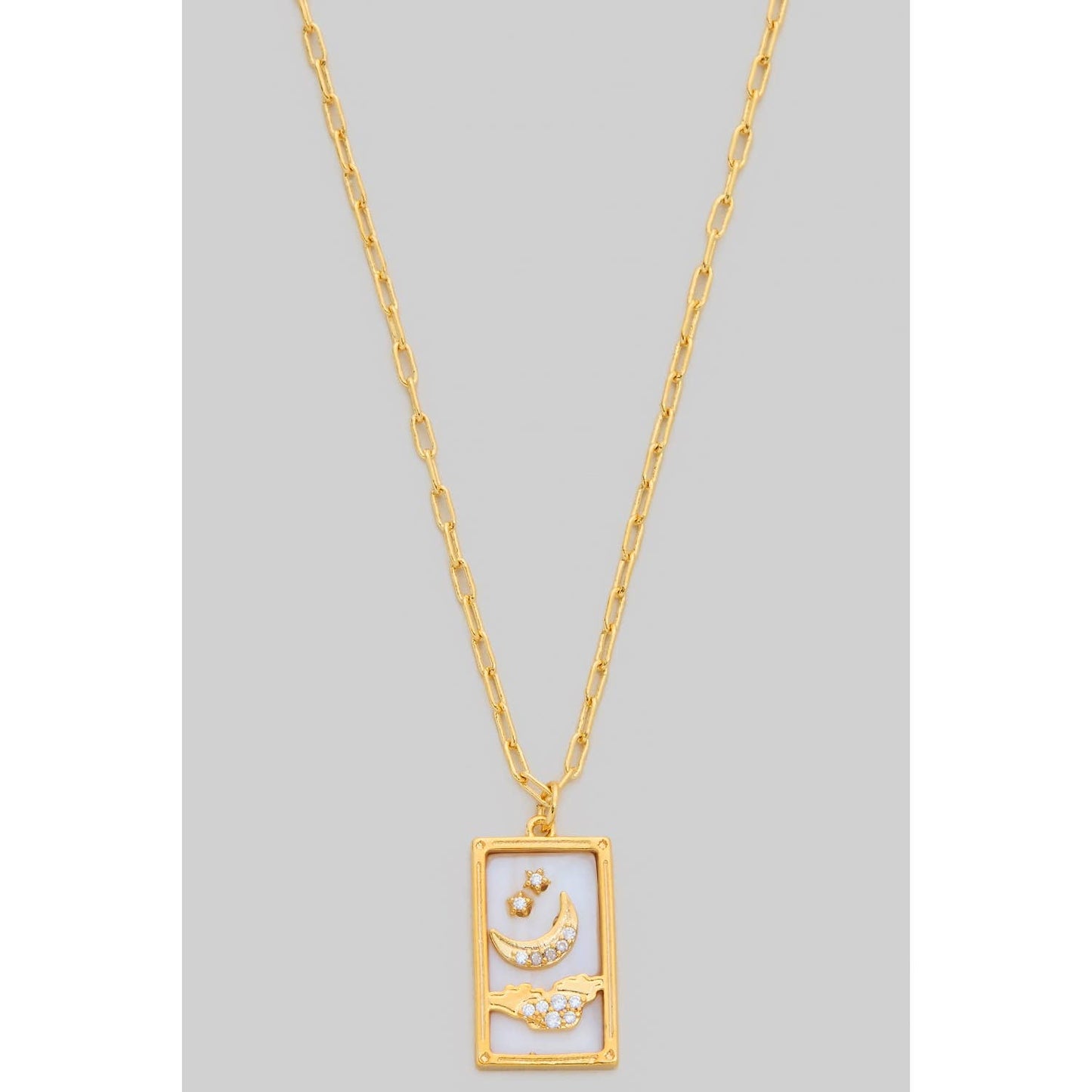 MOP MOON AND STARS PENDANT GOLD DIPPED NECKLACE