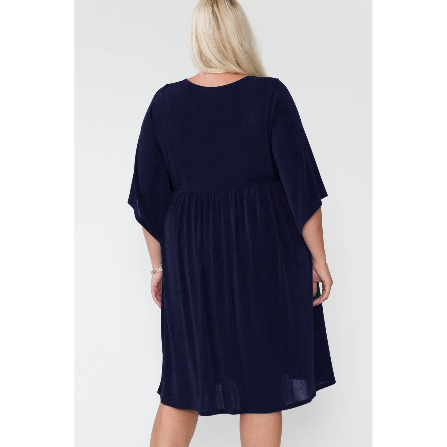 Plus Size V-Neck Dolman Sleeve Holiday Midi Dress