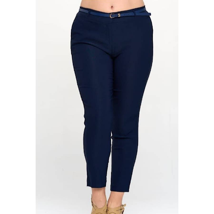 PLUS SIZE BELTED MILLENIUM TROUSERS