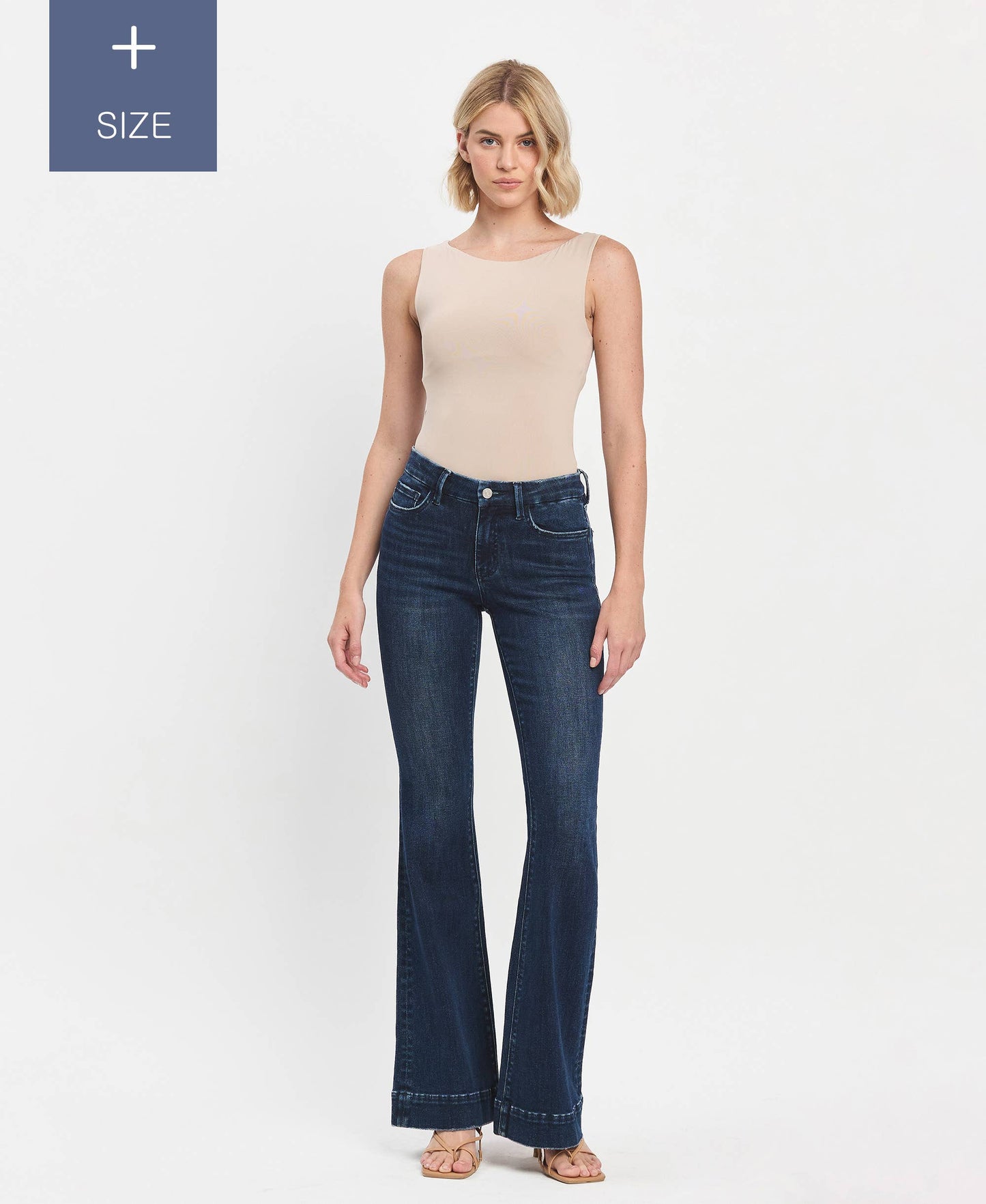 PLUS SIZE TUMMY CONTROL MID RISE FULL LENGTH FLARE LV1482-P