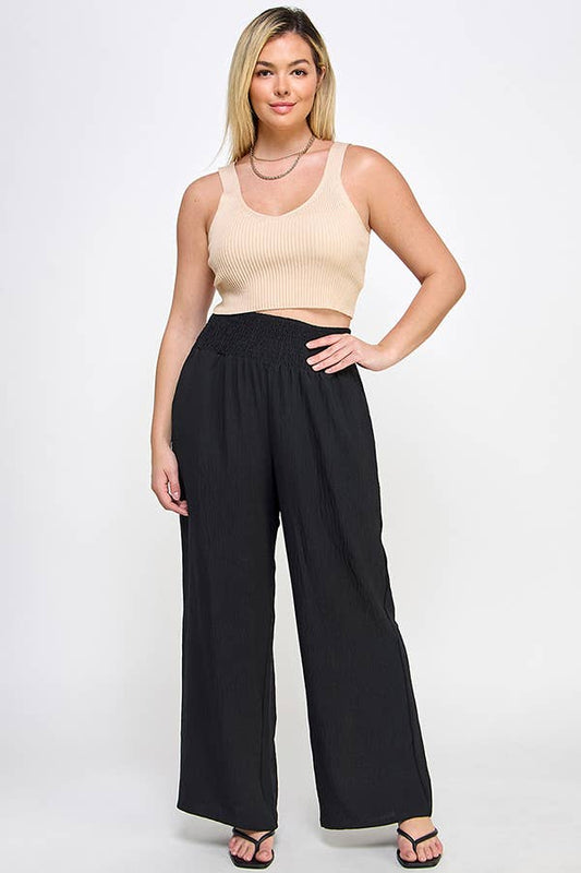 Plus Size Smocked Wide-Leg Pant - WG18356-P