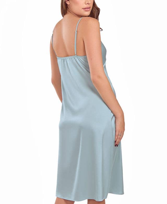 Camille Sage Stretch Satin Soft Cup Dress/Gown