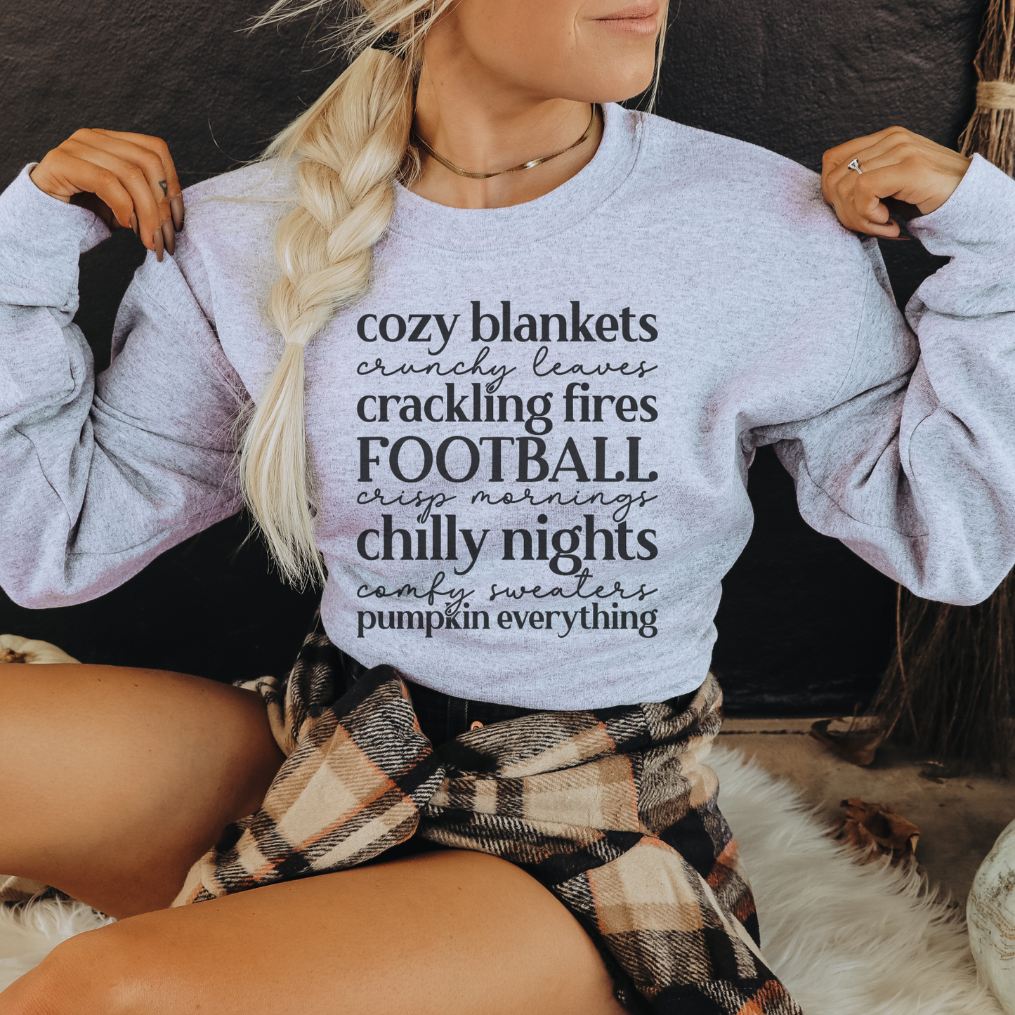 Cozy Blankets Crunchy Leaves Fall Crewneck Sweatshirt
