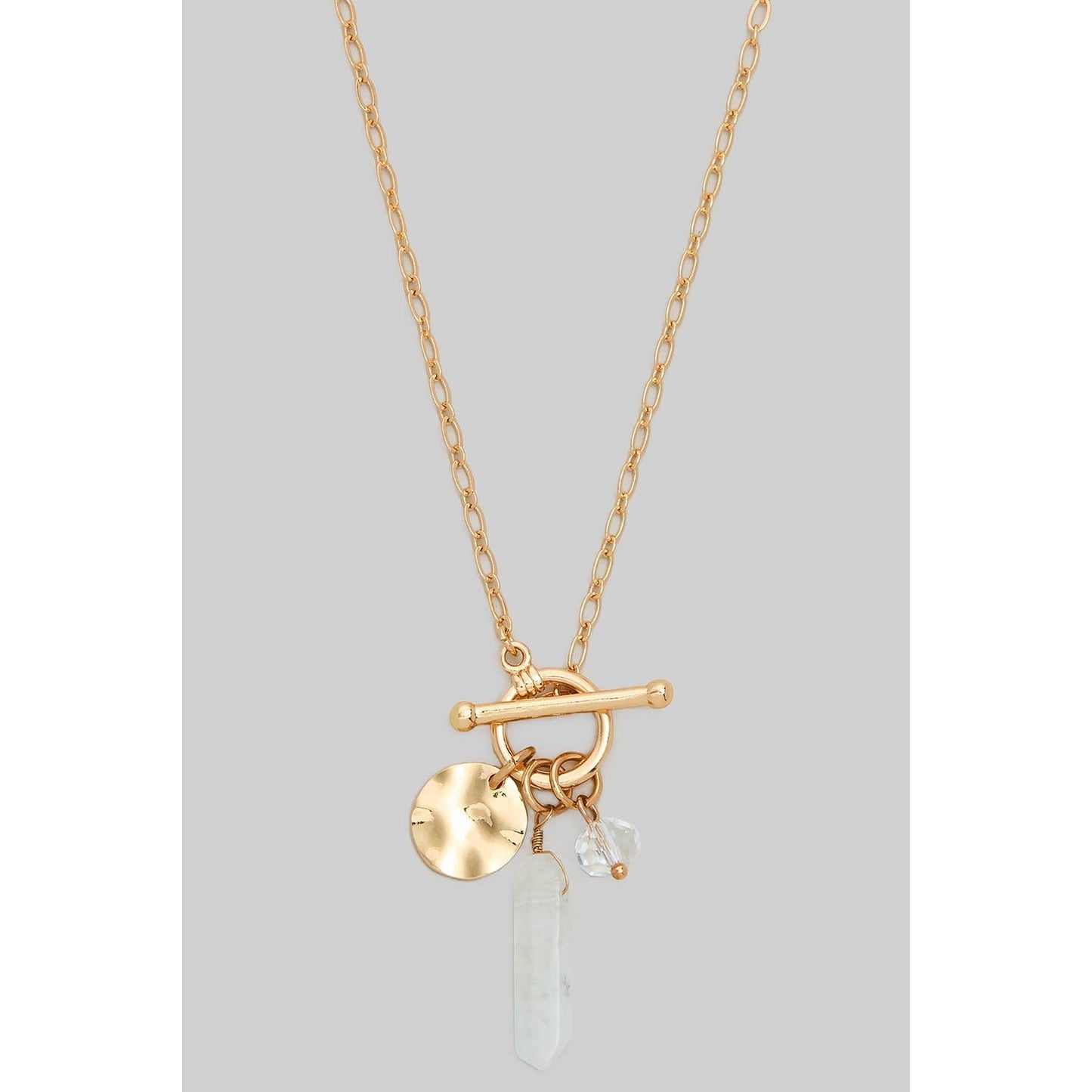 CHAIN NECKLACE WITH DANGLING CHARMS PENDANT