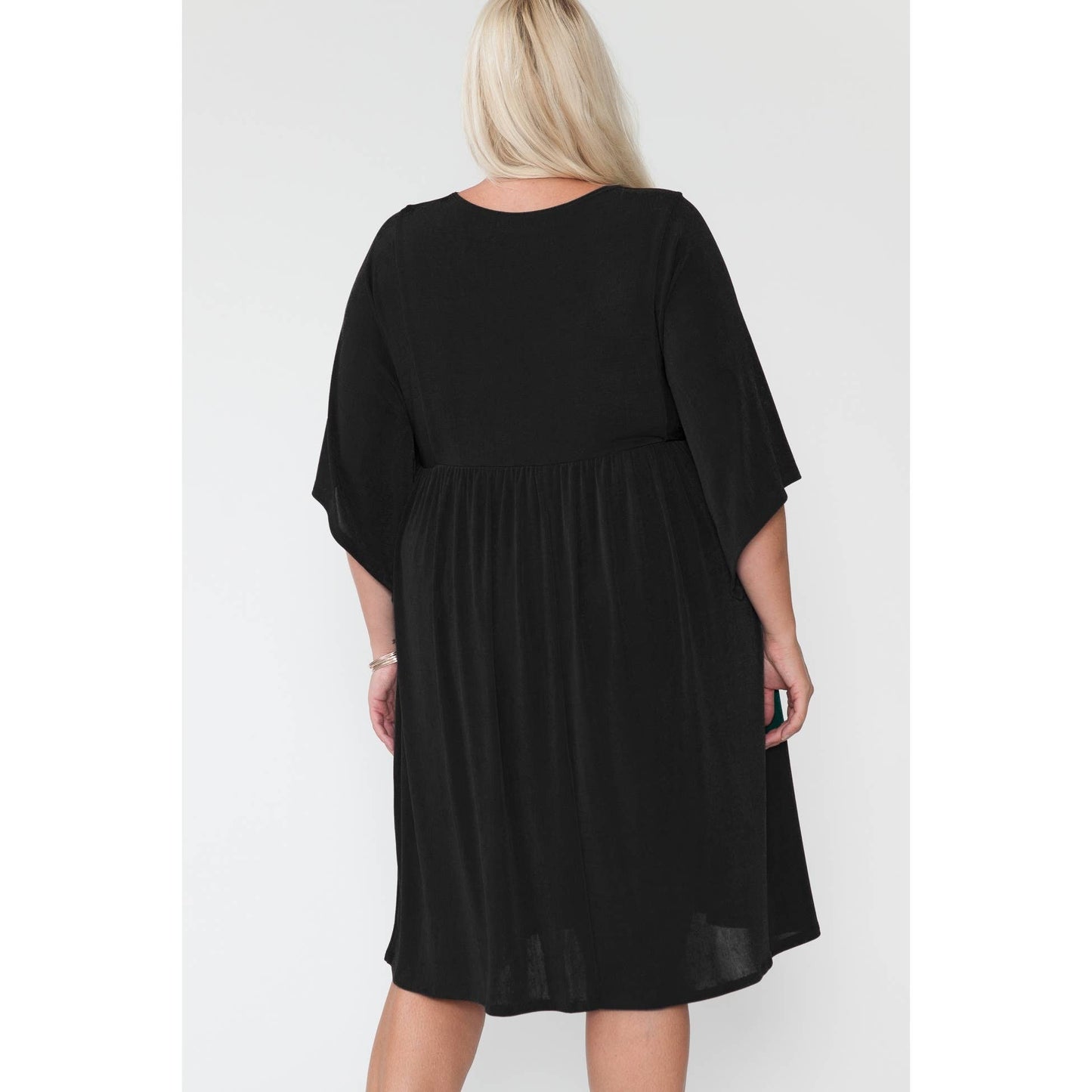 Plus Size V-Neck Dolman Sleeve Holiday Midi Dress