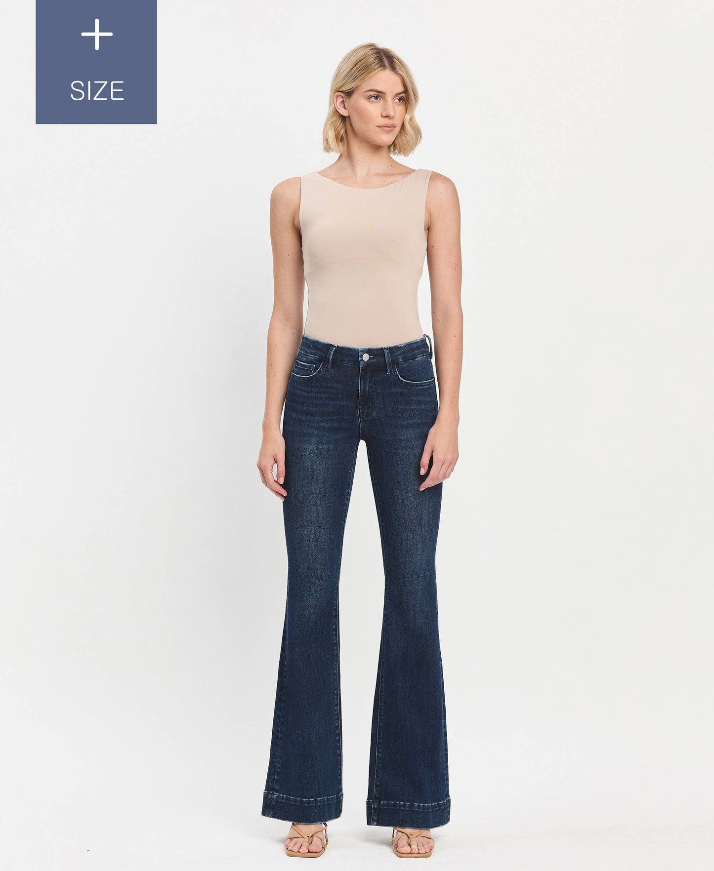 PLUS SIZE TUMMY CONTROL MID RISE FULL LENGTH FLARE LV1482-P