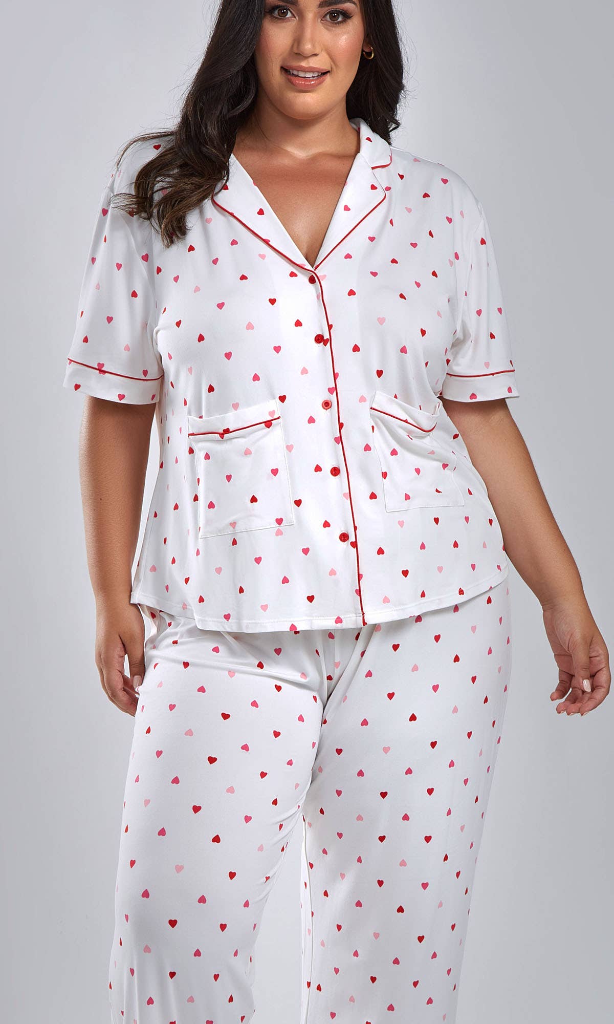Angela Heart Plus Size Notch Collar Knit PJ Pant Set