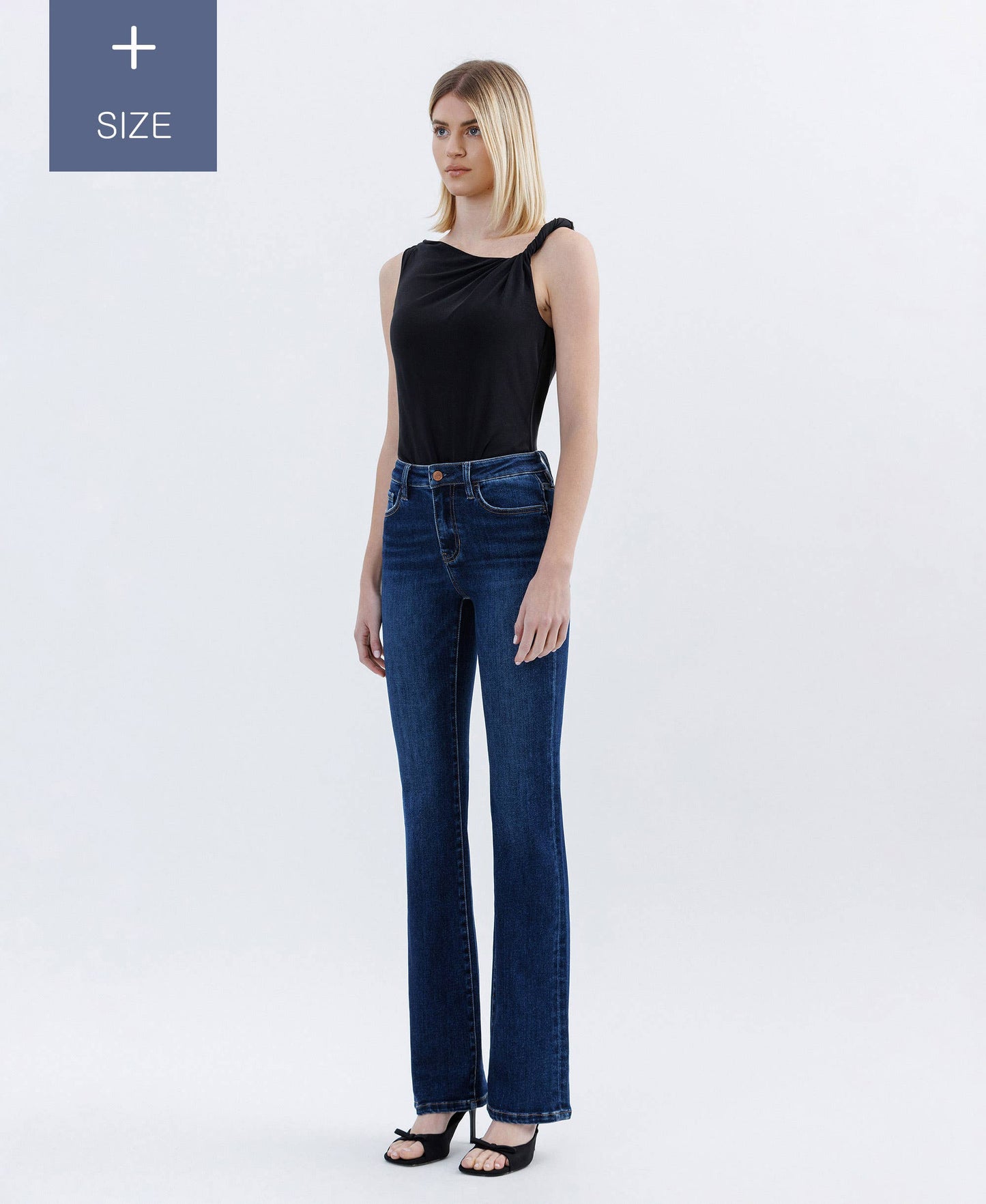 PLUS SIZE TUMMY CONTROL HIGH RISE BOOTCUT JEANS LV1599-P
