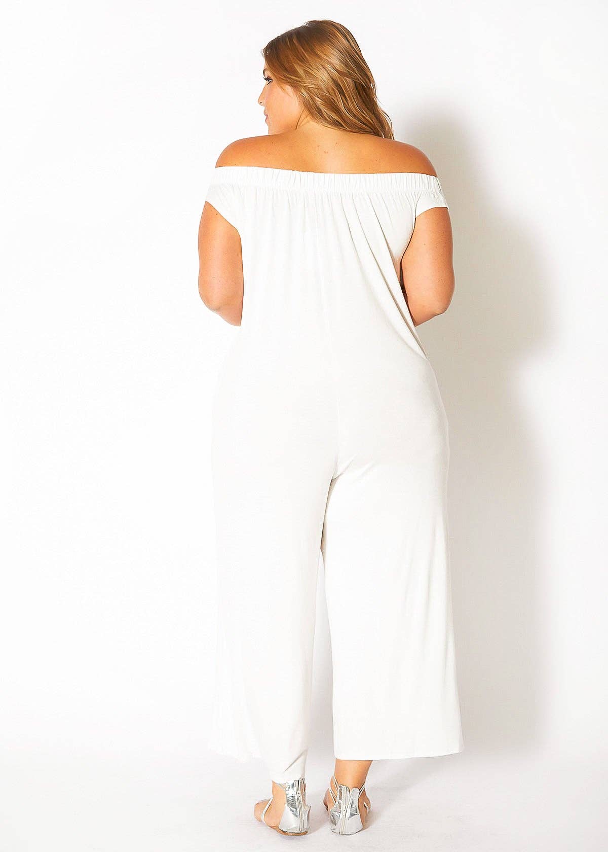 Bellatrix Plus Size Off Shoulder Wide Leg Jumpsuit