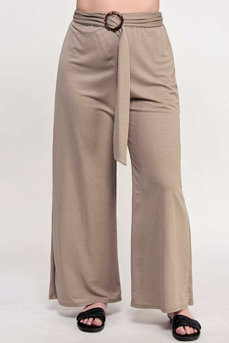 Plus Size Loose High Waist Pants With Belt KY18112-P