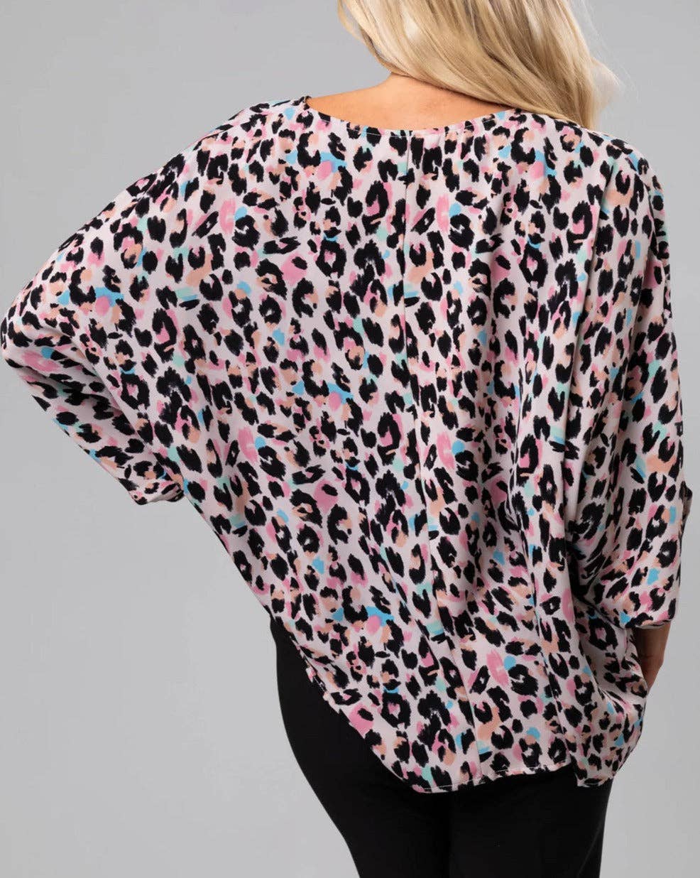 Leopard Batwing Sleeve Top Plus Size