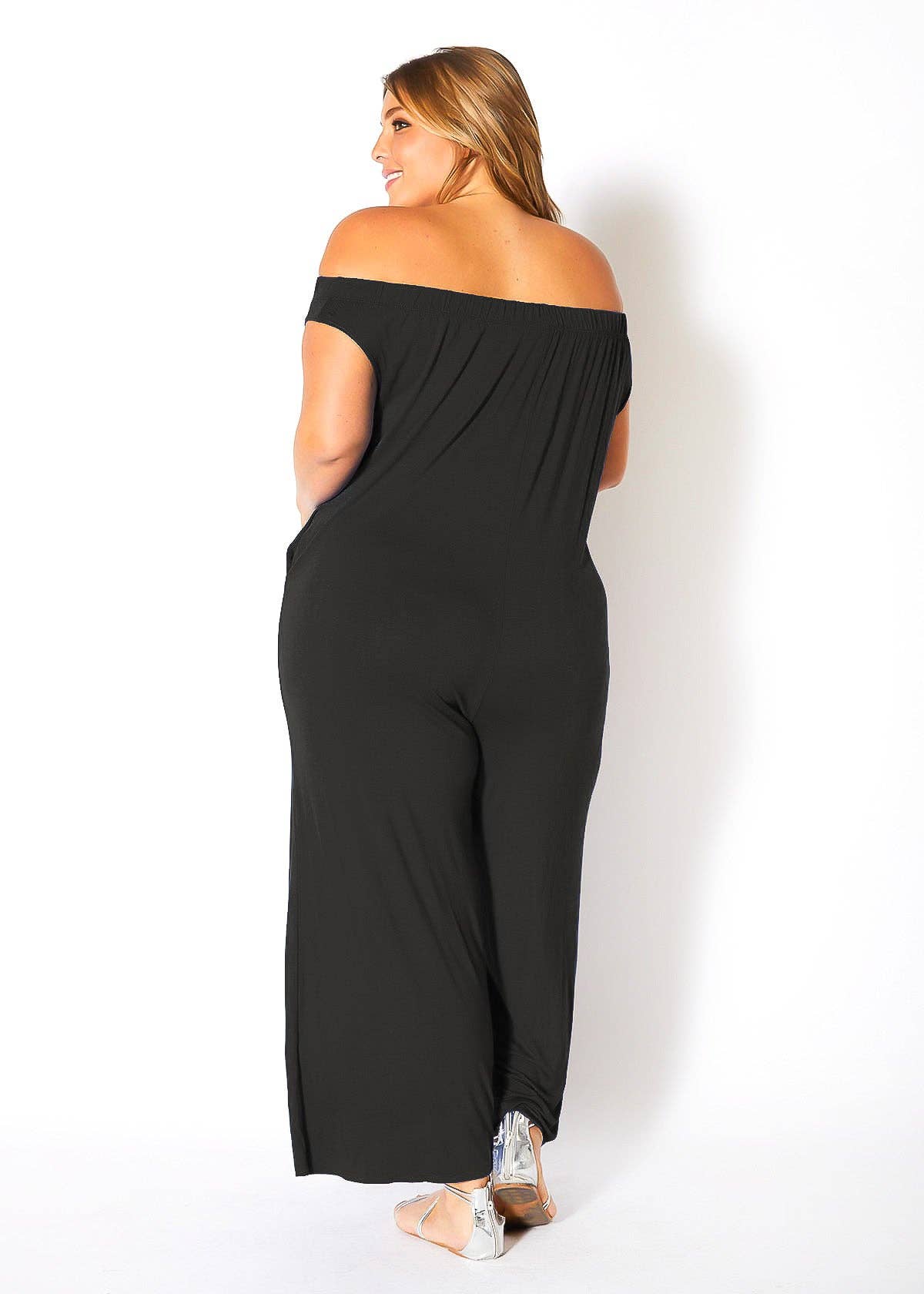 Bellatrix Plus Size Off Shoulder Wide Leg Jumpsuit