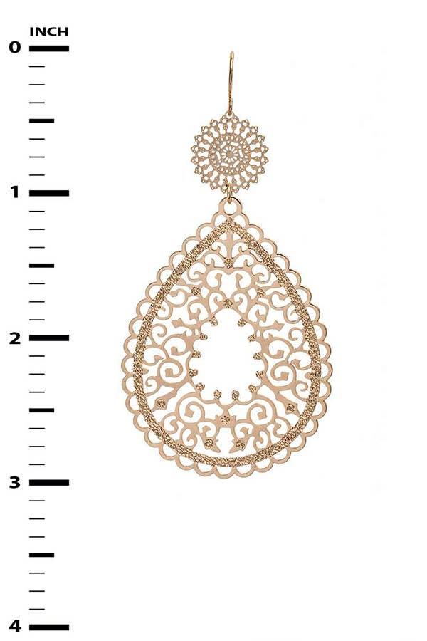 Filigree Designed Teardrop Earrings