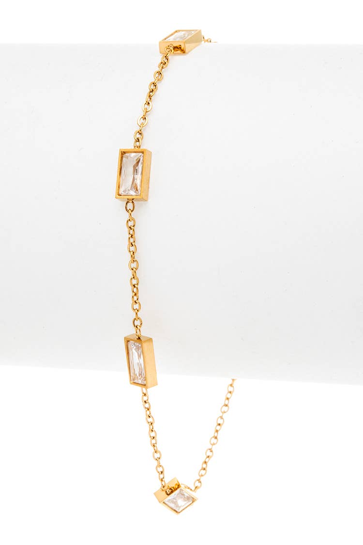 Fringe Baguette Crystal Stainless Steel Bracelet