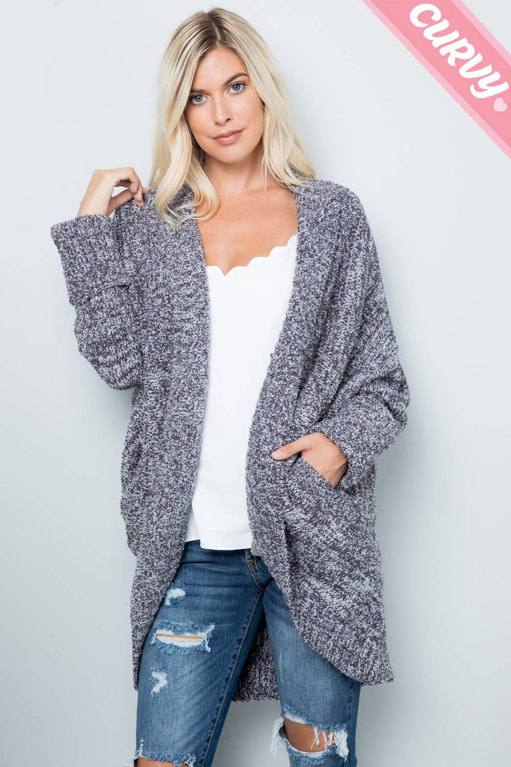 PLUS SIZE SUPER SOFT  COZY SWEATER KNIT CARDIGAN