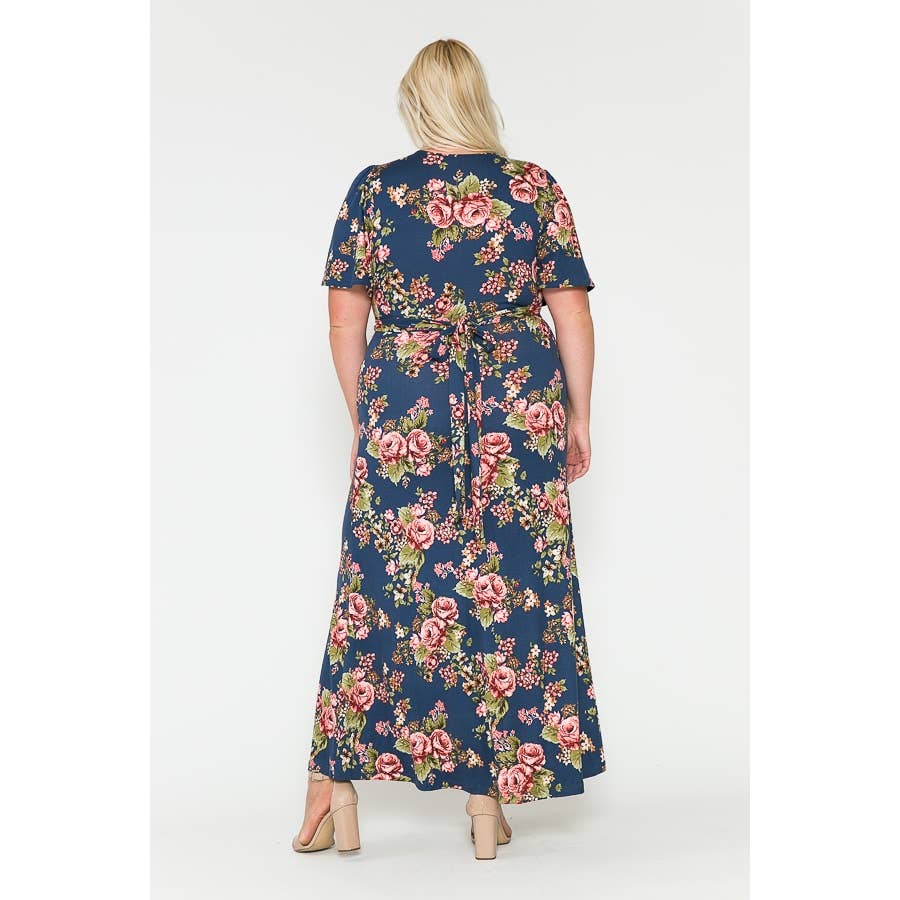 Plus Size V-Neck Floral Coquette Maxi Dress