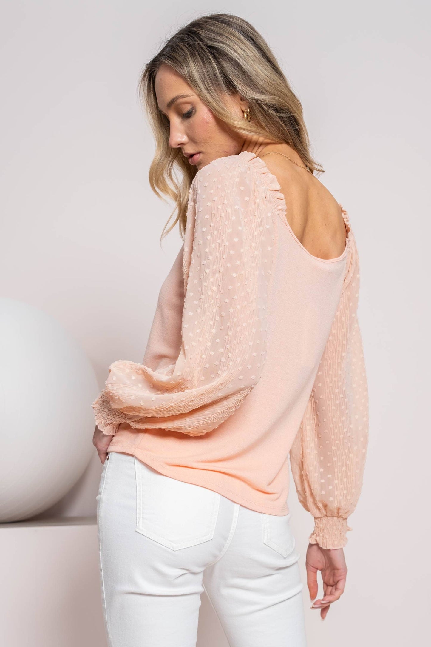Puff Sleeve Knit Top-PIT6446