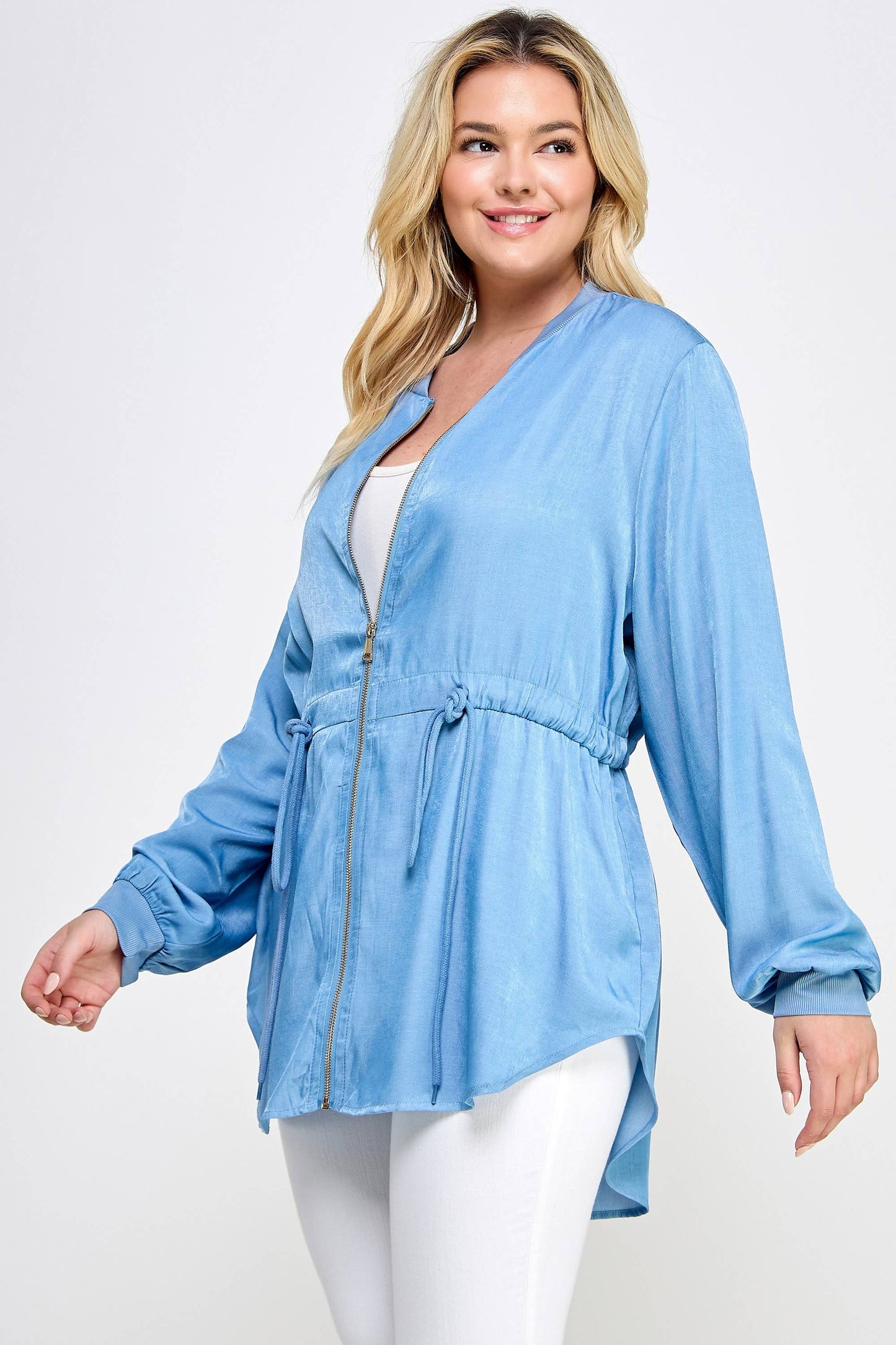 Plus Size Bomber Zip Up Shacket SS2410P-J