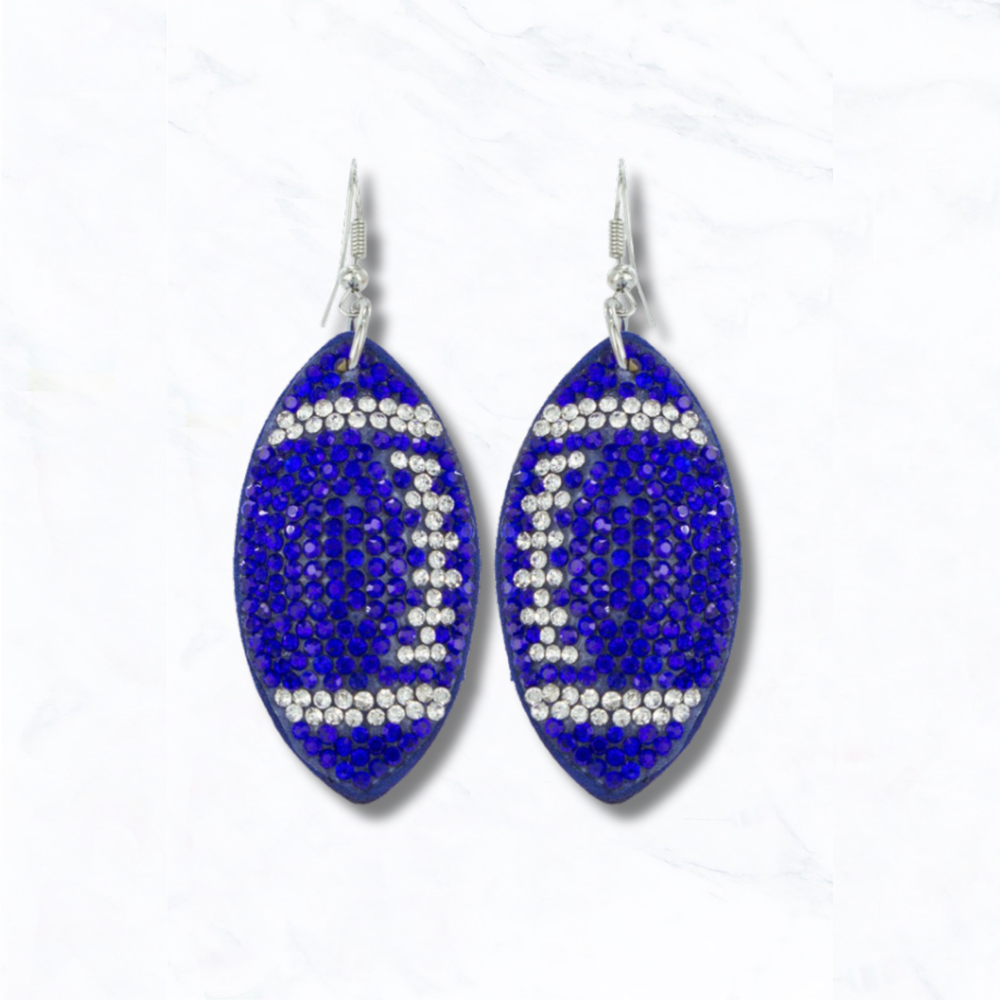 Suede Crystal Football Earrings