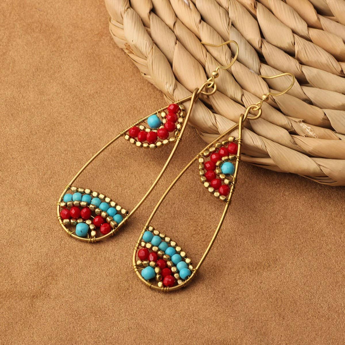 HIGH-GRADE NATURAL STONE WOVEN COLORFUL EARRINGS_CWAJE3983