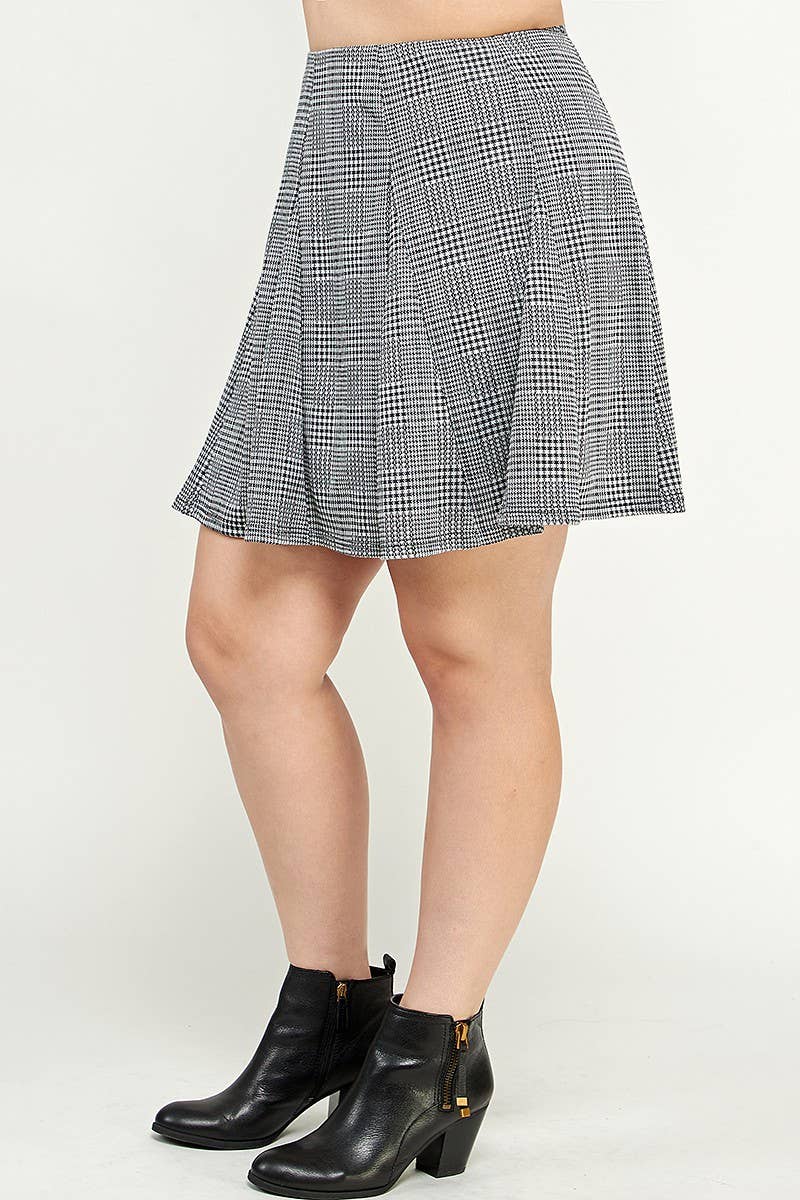 Plus Size Plaid Knit Aline Skirt KY18157-SK