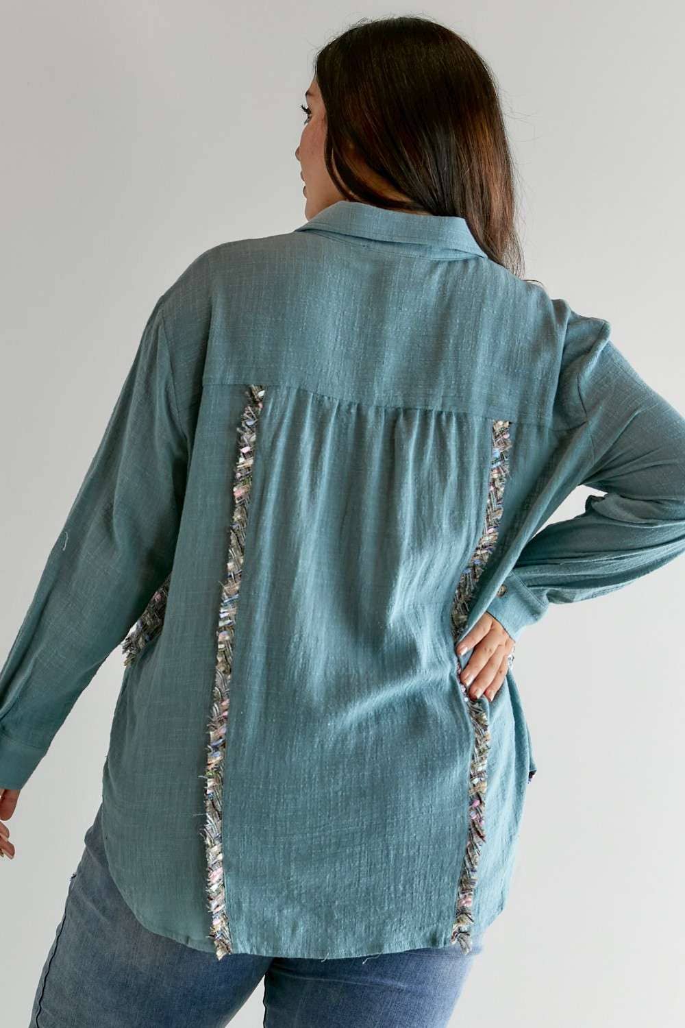 PLUS MULIT PRINTED CHEST POCKET BUTTON DOWN SHIRT