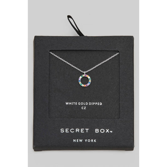 WHITE GOLD DIPPED CZ PAVE RING PENDANT NECKLACE