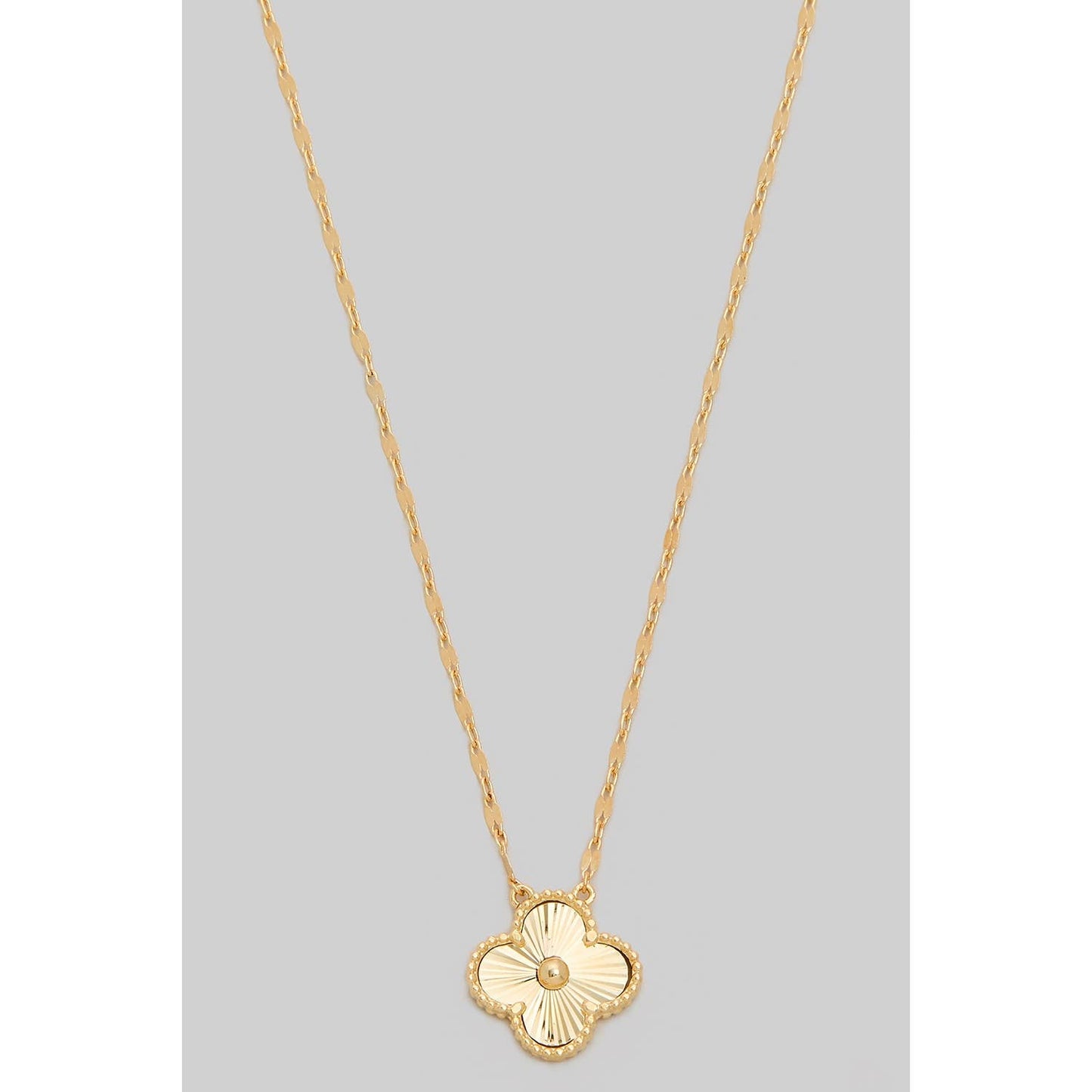 TEXTURED STARBURST CUTTED SHAMROCK PENDANT NECKLACE