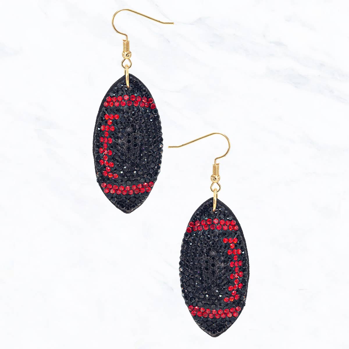Suede Crystal Football Earrings