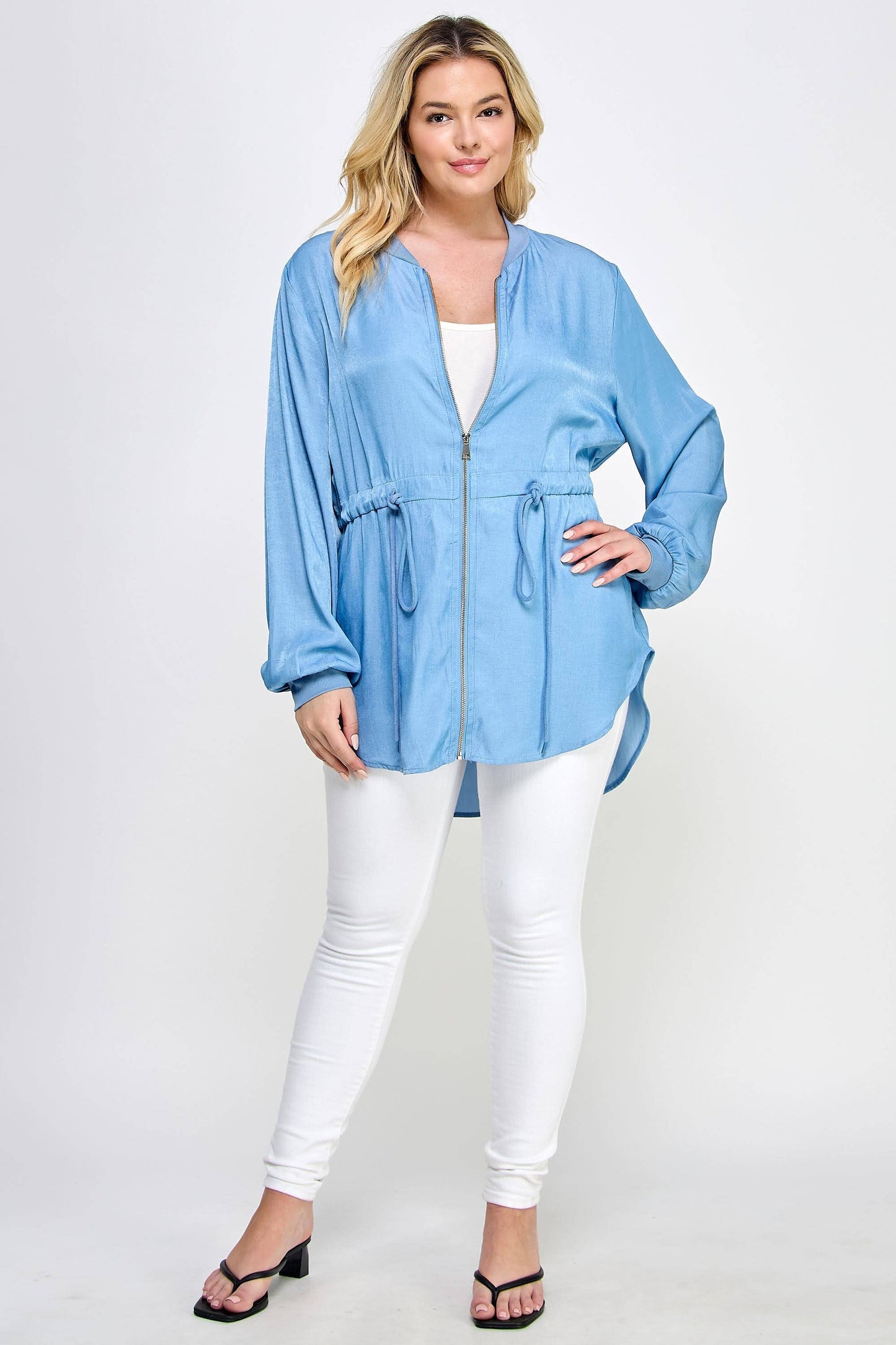 Plus Size Bomber Zip Up Shacket SS2410P-J